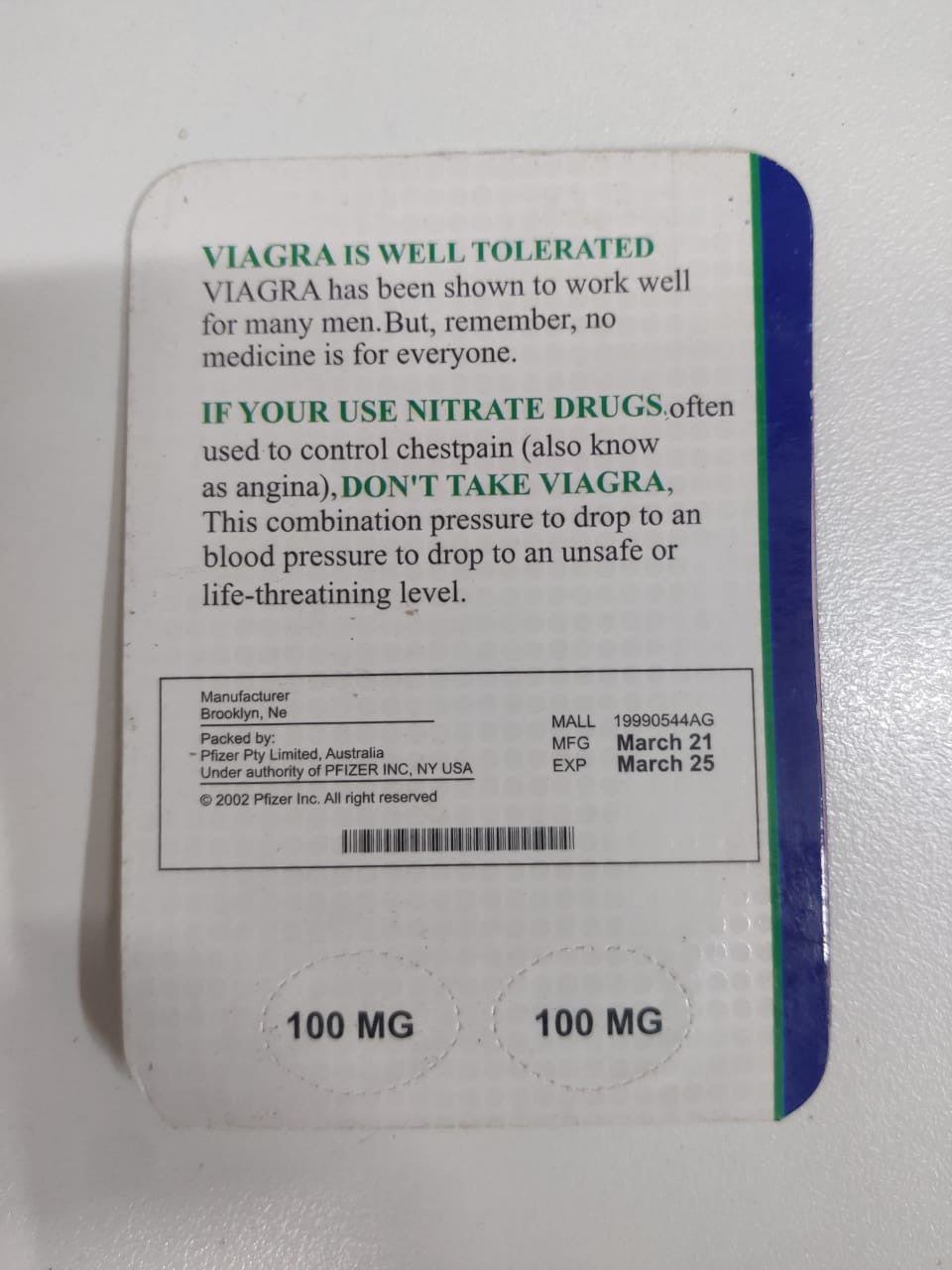 Viagra 100 MG ( sildenafil citrate ) 2 tablets